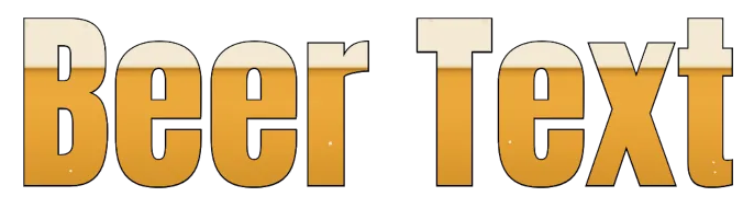 The words Beer Text filling with beer: the stream lands, a head builds and settles, and bubbles rise through the letters